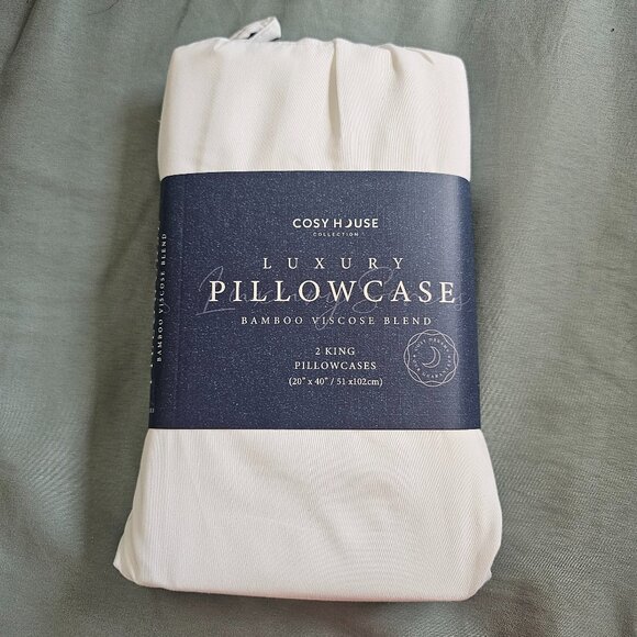 Bamboo Viscose Blend White Pillow Case Set - King Size - Picture 1 of 4